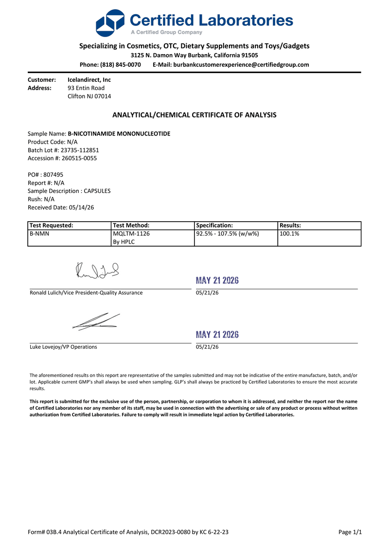 Pure Nicotinamide Mononucleotide Capsules