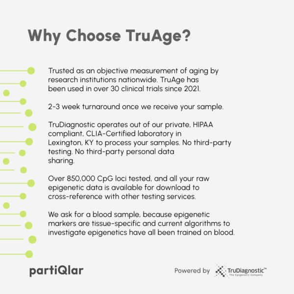Description of partiQlar Tru Age Test Kit Benefits