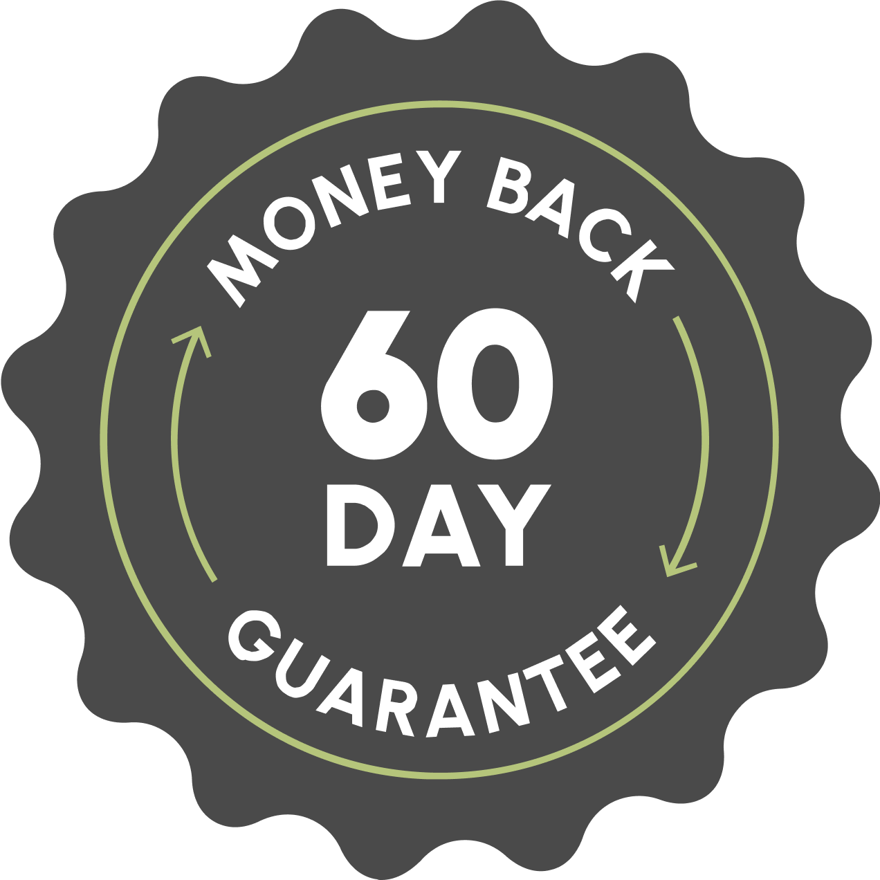 60 days money back guarantee logo of partiQlar brand