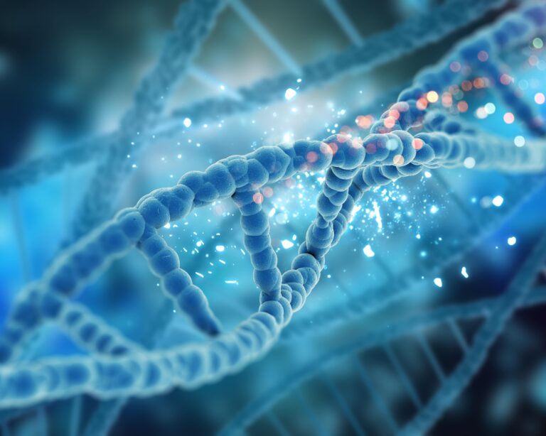 DNA in blue background