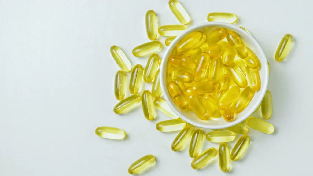 Supplement capsules in a bowl