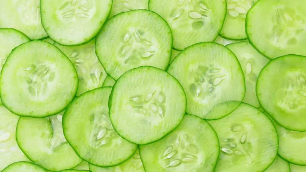 cut up cucumber on the surface