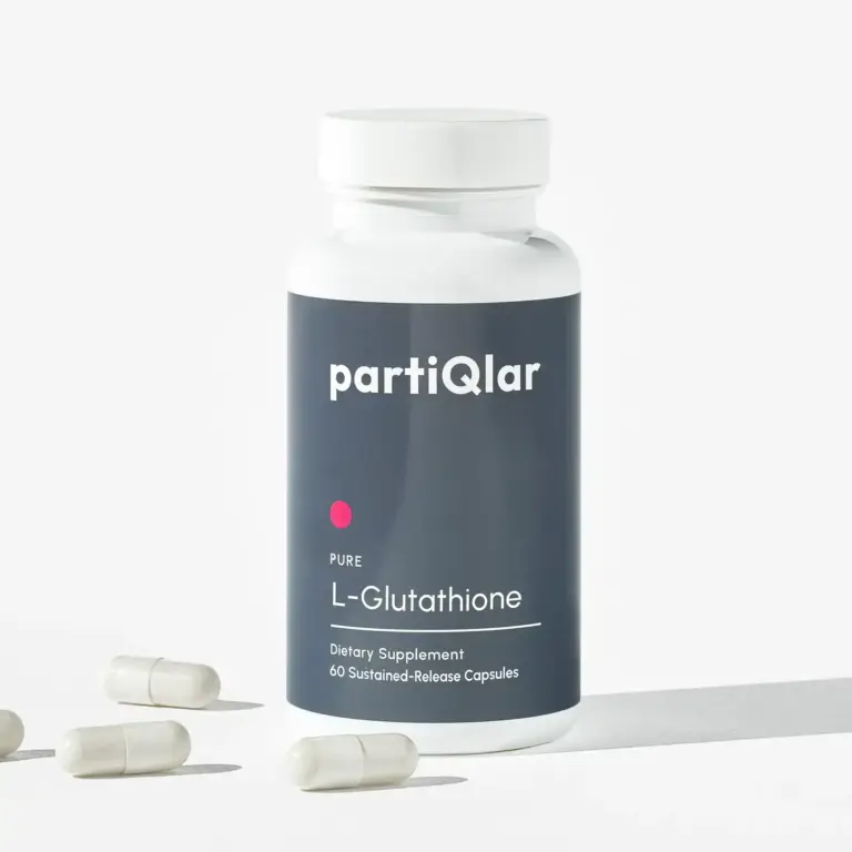 partiQlar Glutathione supplement bottle 