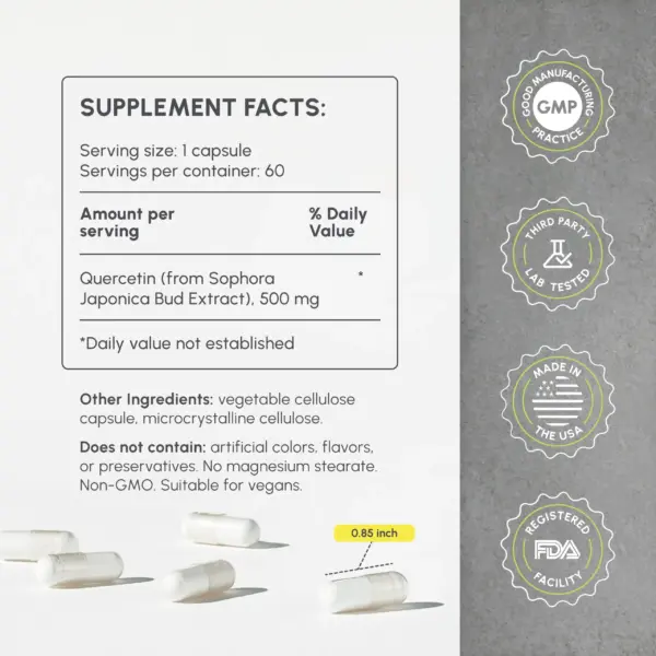 partiQlar Quercetin supplement facts bottle