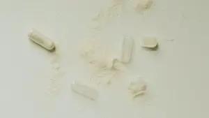 supplements scattered on a table