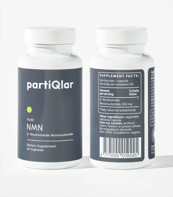 partiqlar nmn supplement bottle displaying supplement facts